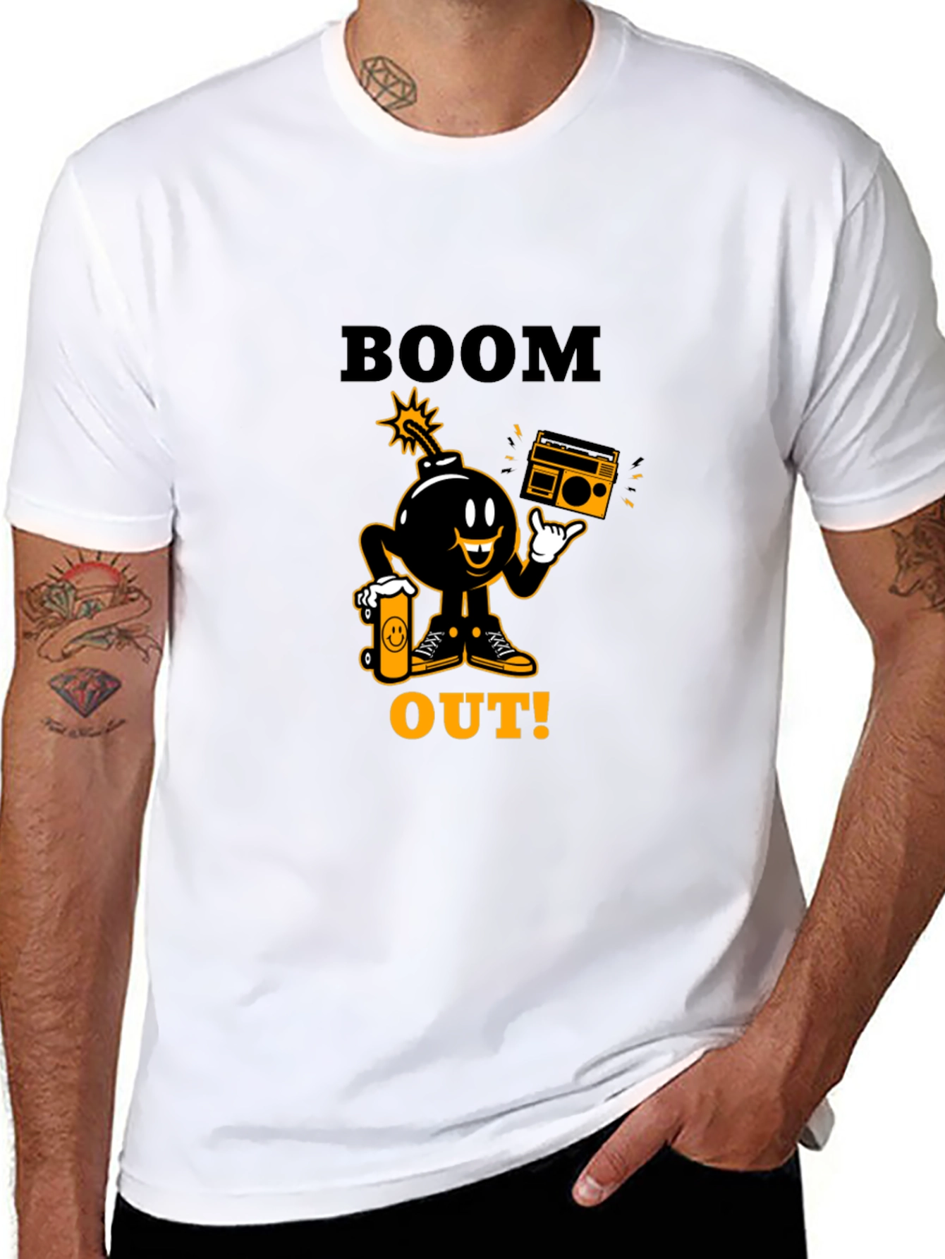 Boom Out! Graphic Print Black T-Shirt