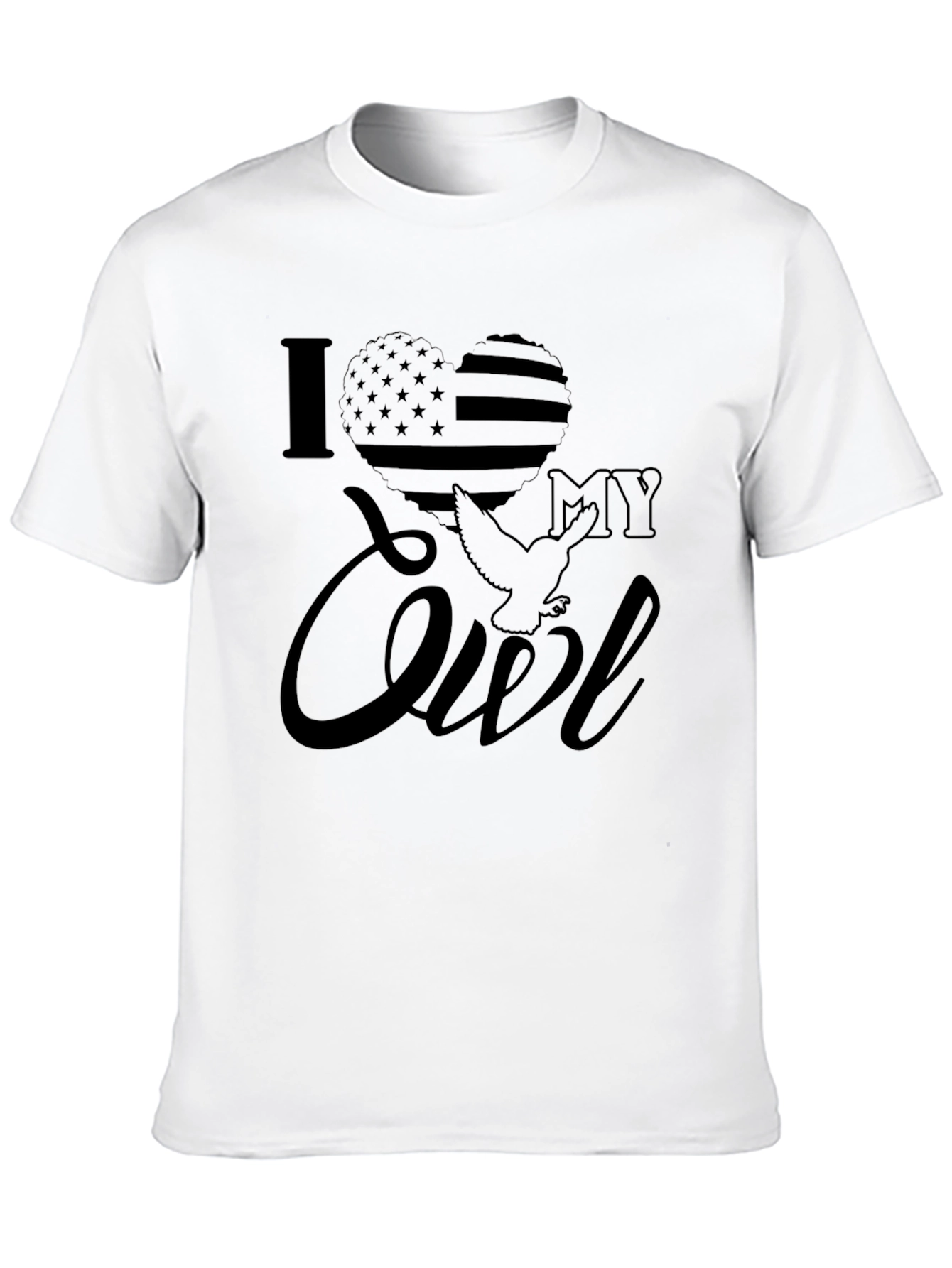 I Love My Owl T-Shirt Patriotic American USA Flag