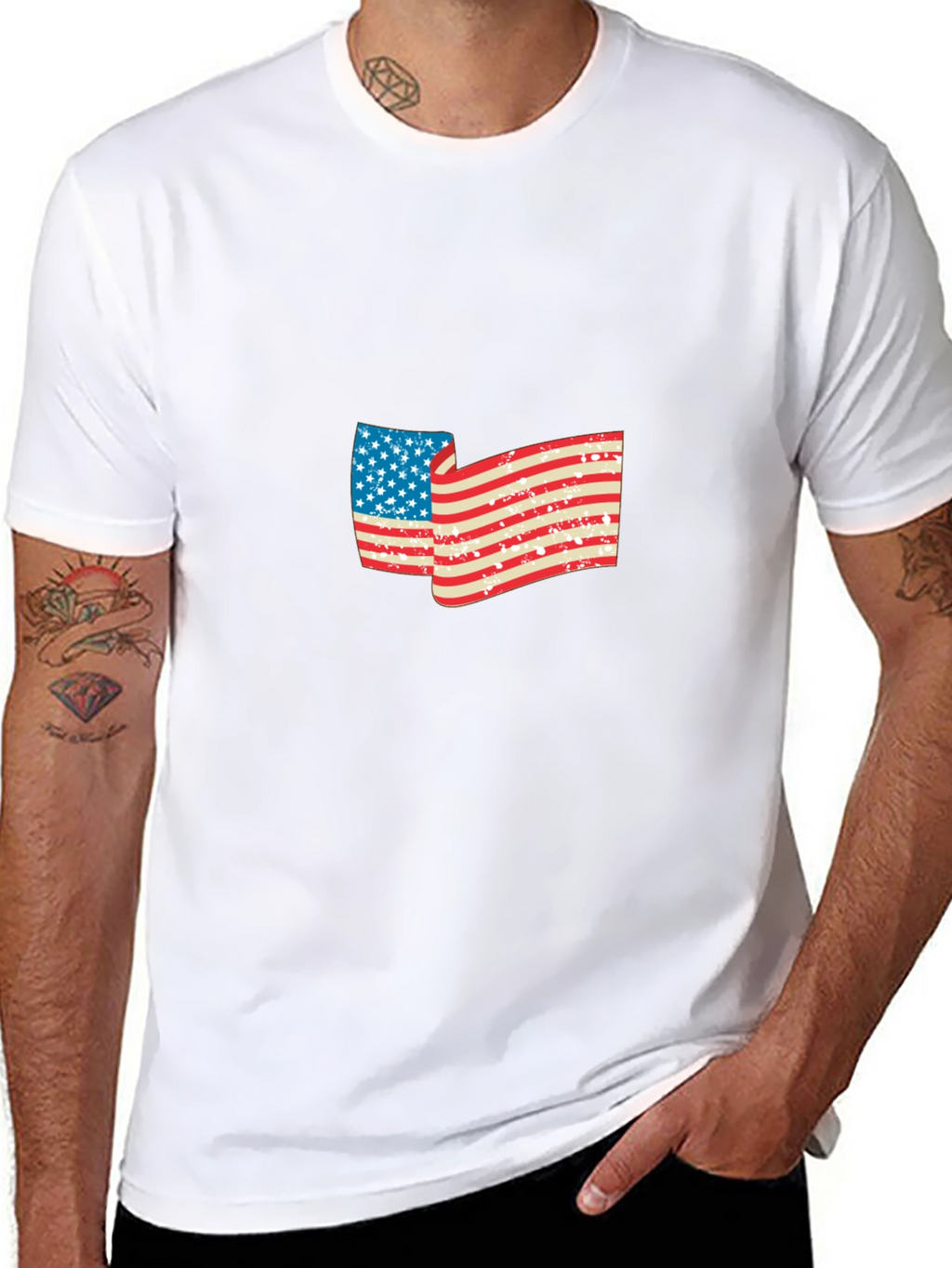 American Flag Graphic Black T-Shirt
