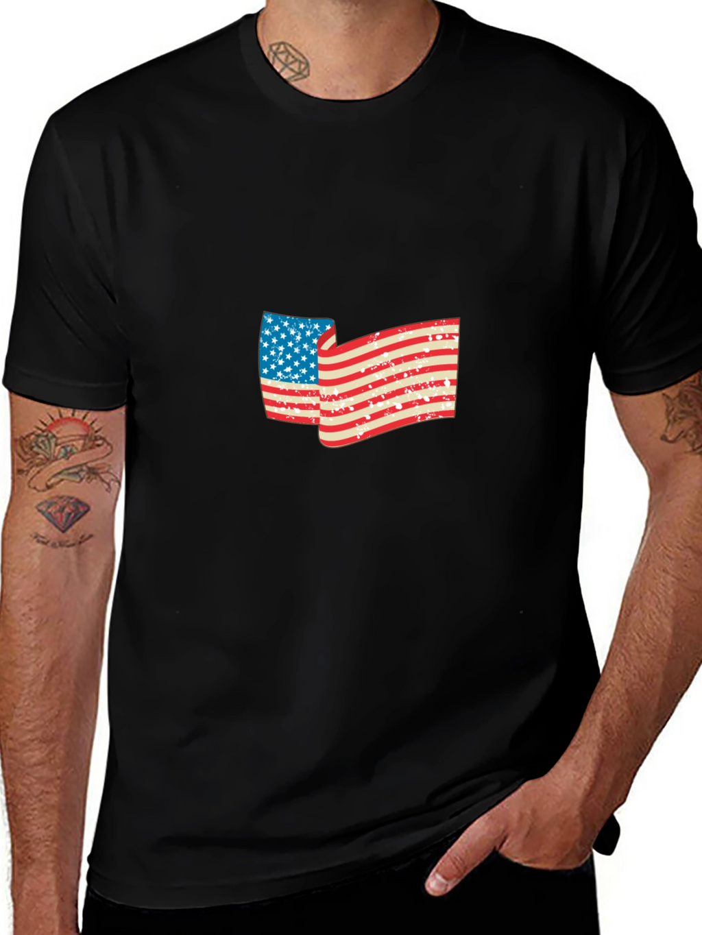 American Flag Graphic Black T-Shirt