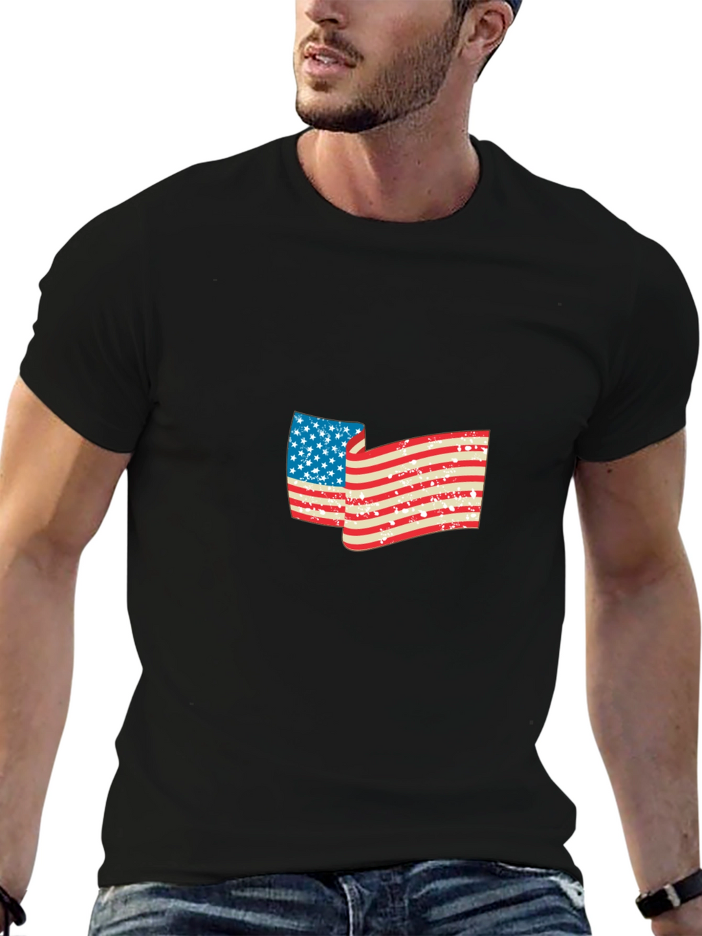 American Flag Graphic Black T-Shirt