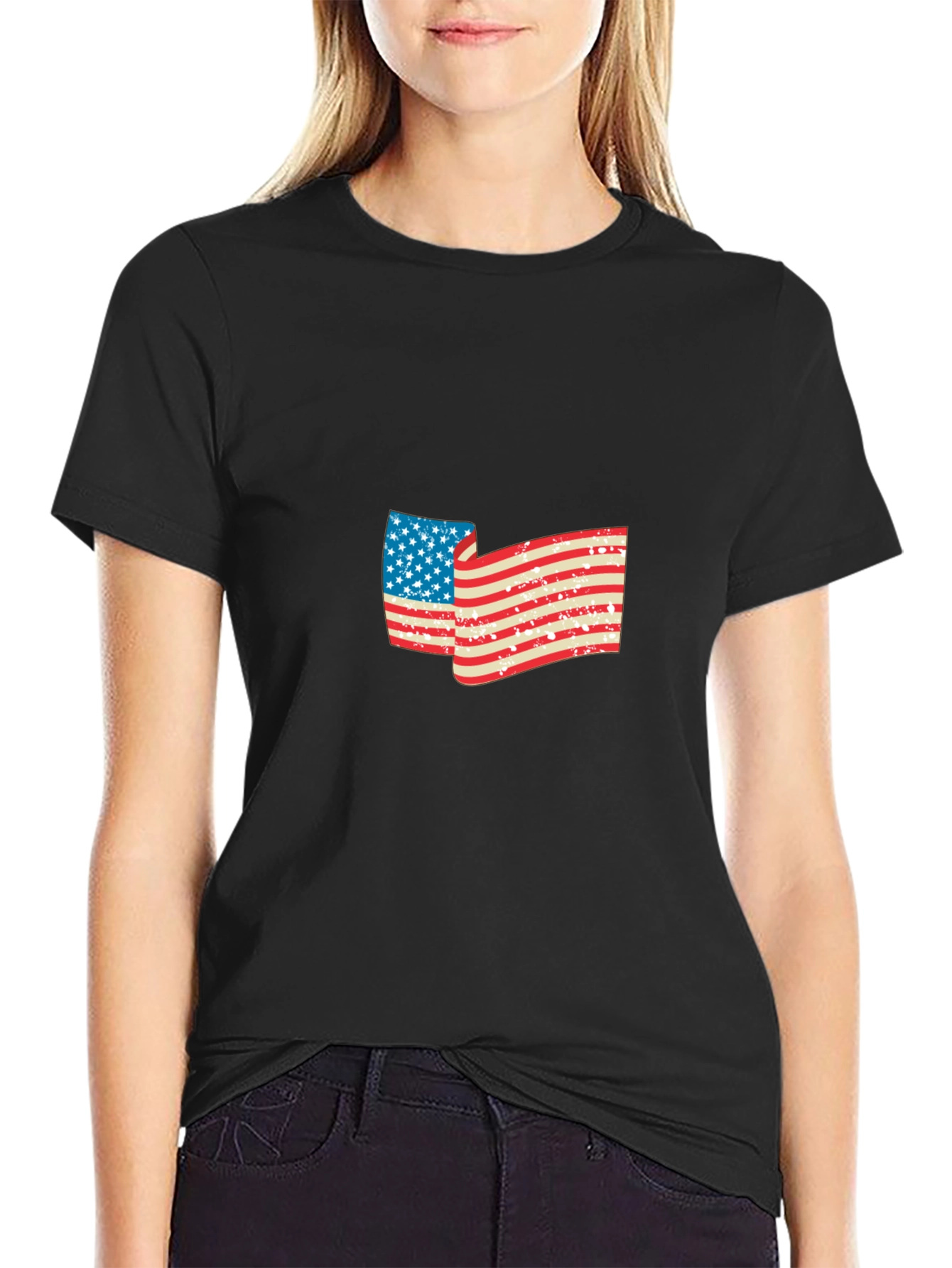 American Flag Graphic Black T-Shirt