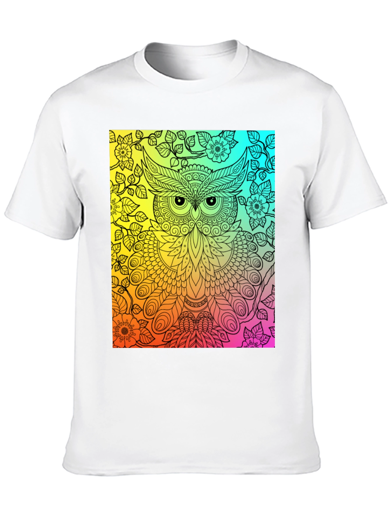 Rainbow Owl Graphic Tee - Mens Black T-Shirt