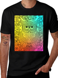 Rainbow Owl Graphic Tee - Mens Black T-Shirt