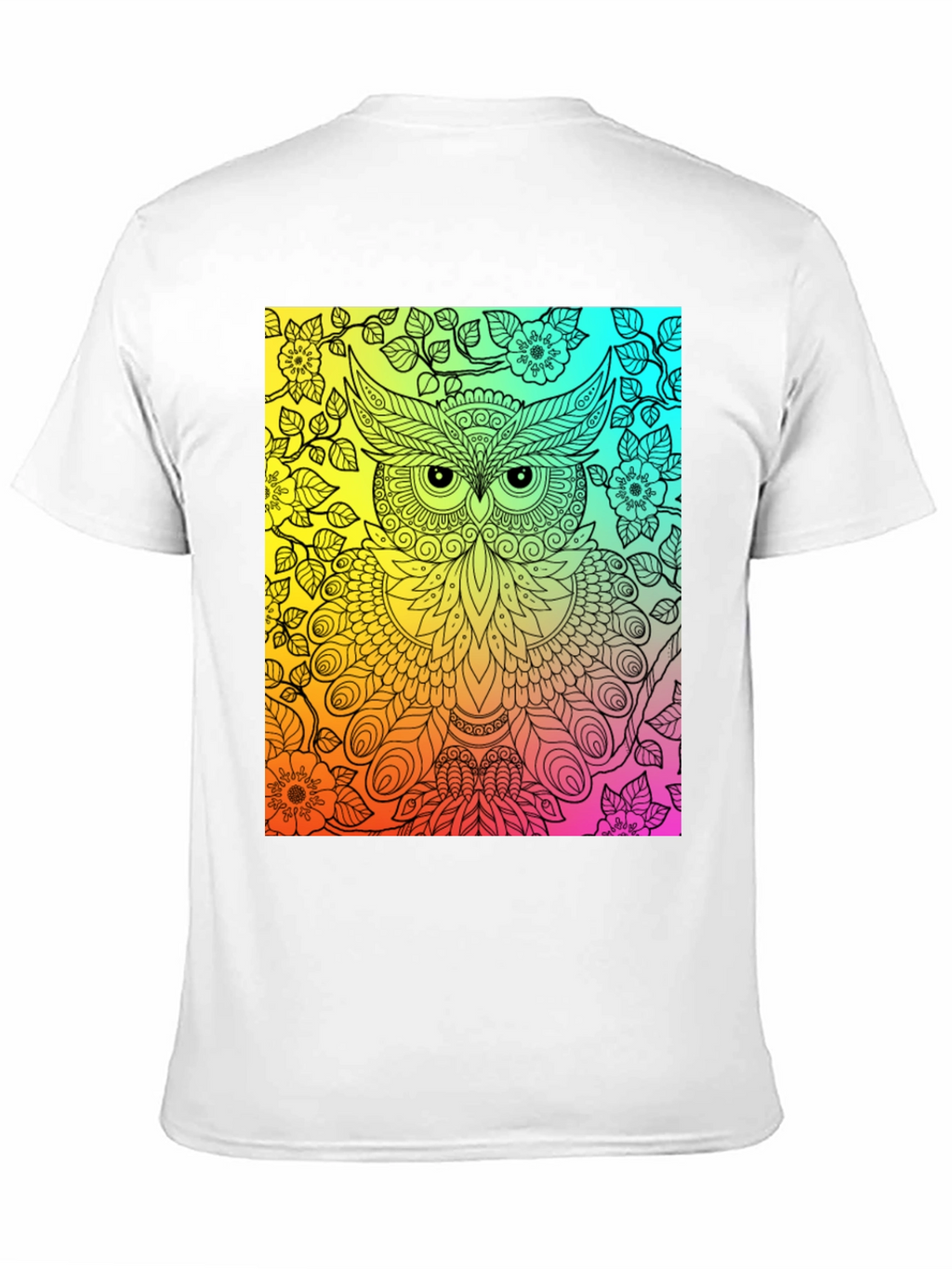 Rainbow Owl Graphic Tee - Mens Black T-Shirt