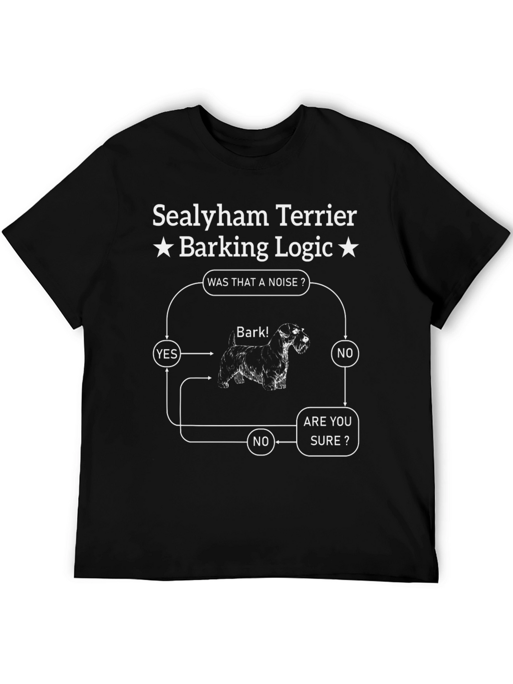 Sealyham Terrier Barking Logic Black T-Shirt