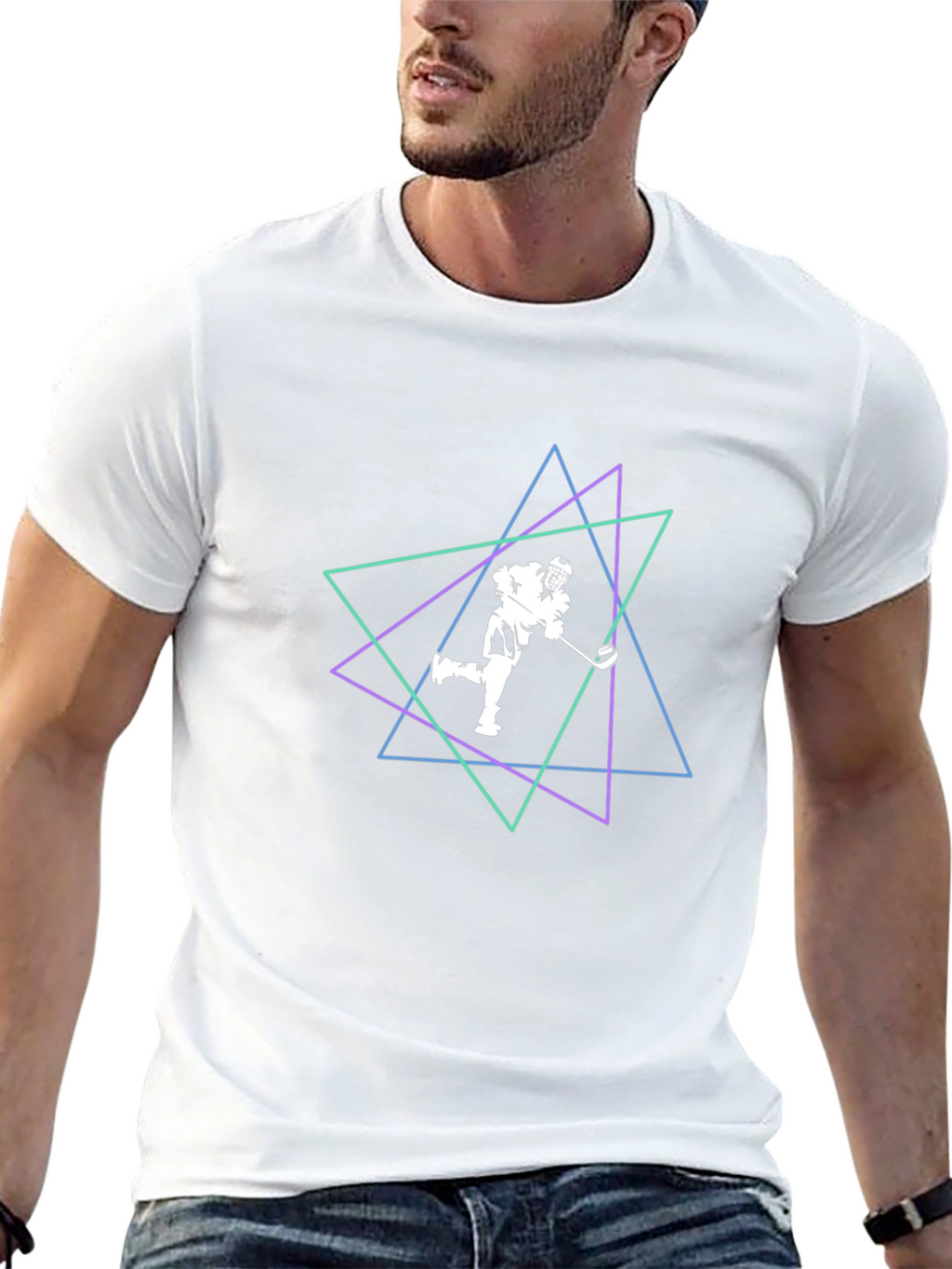 Geometric Hockey Player T-Shirt