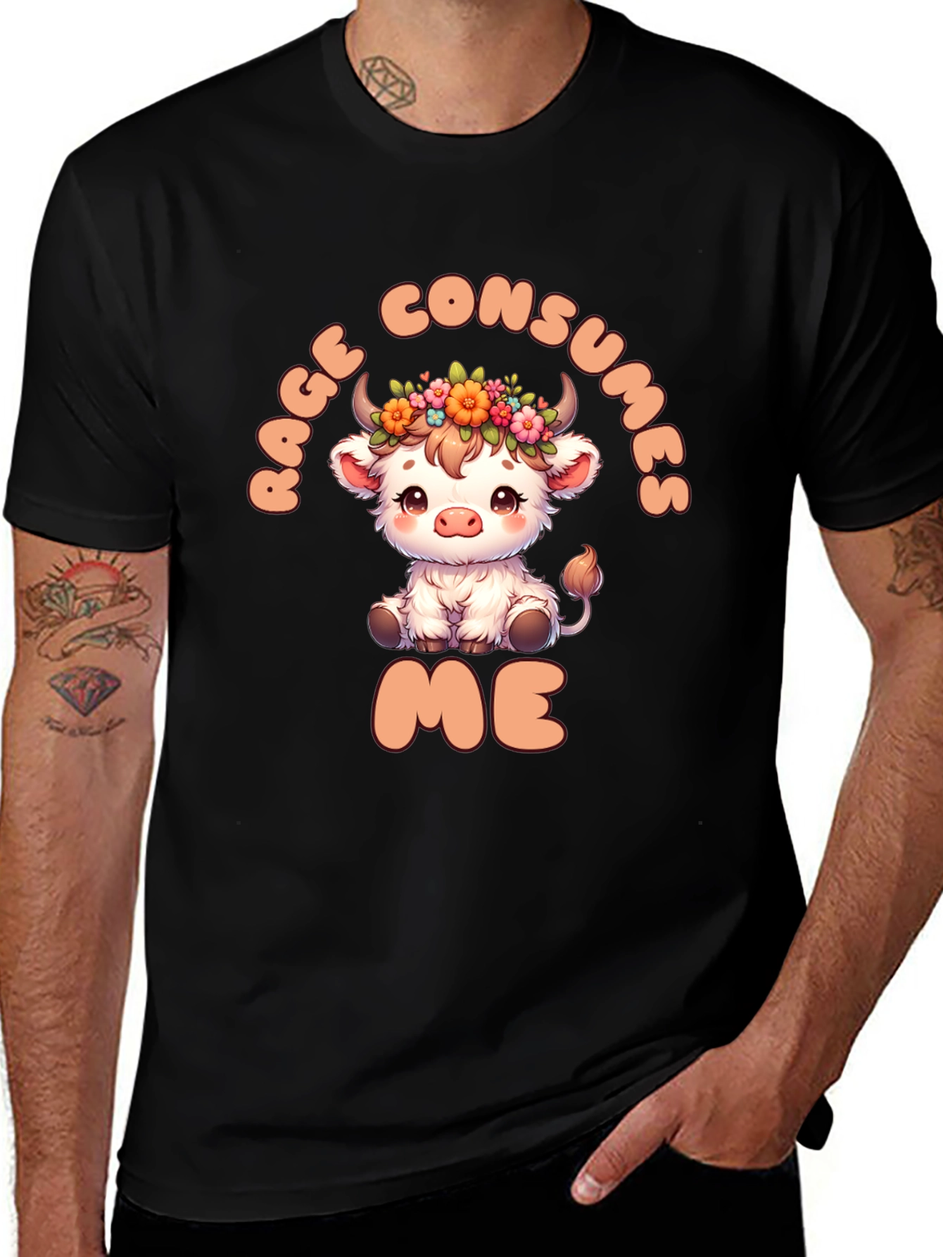 Rage Consumes Me Funny Cow Graphic T-Shirt