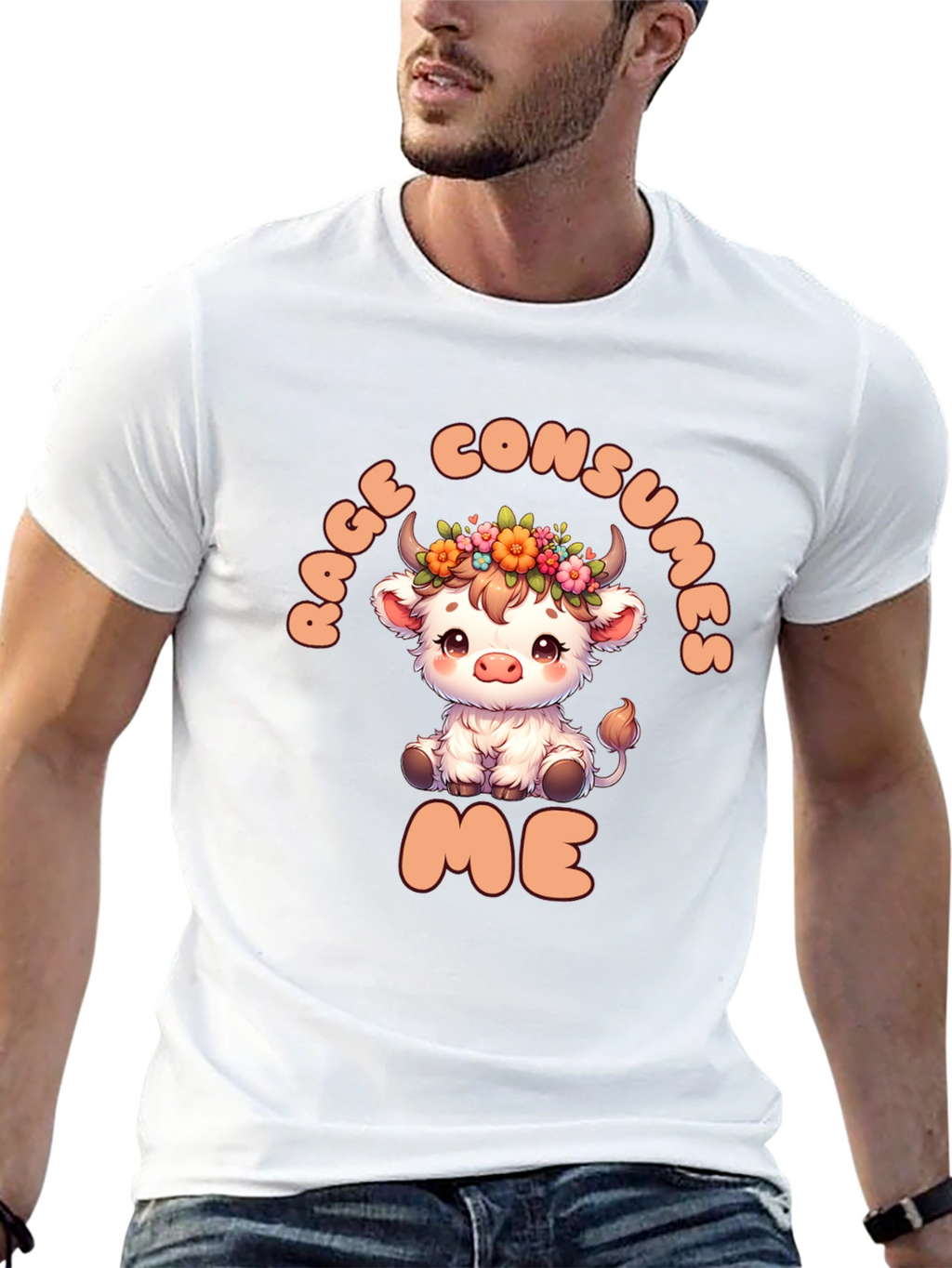 Rage Consumes Me Funny Cow Graphic T-Shirt