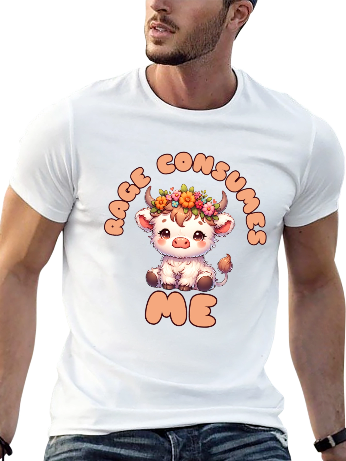 Rage Consumes Me Funny Cow Graphic T-Shirt