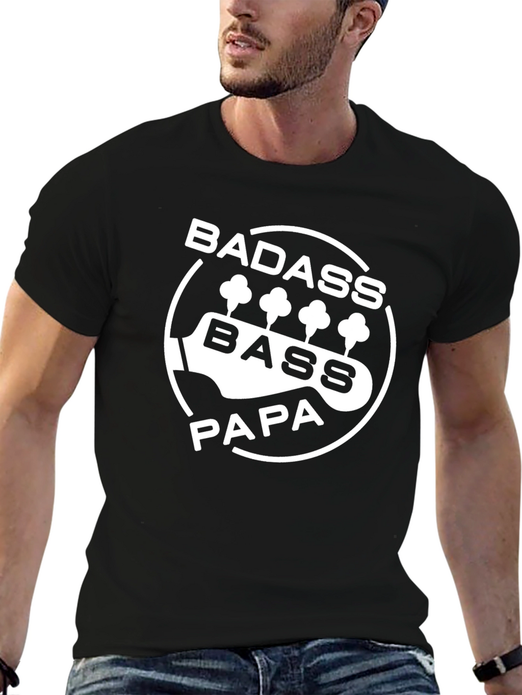 Badass Bass Papa T-Shirt - Cool Musician Dad Tee