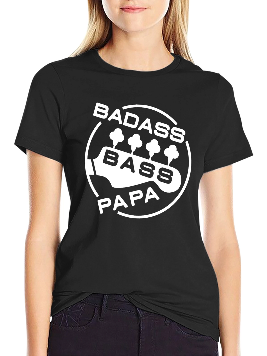Badass Bass Papa T-Shirt - Cool Musician Dad Tee