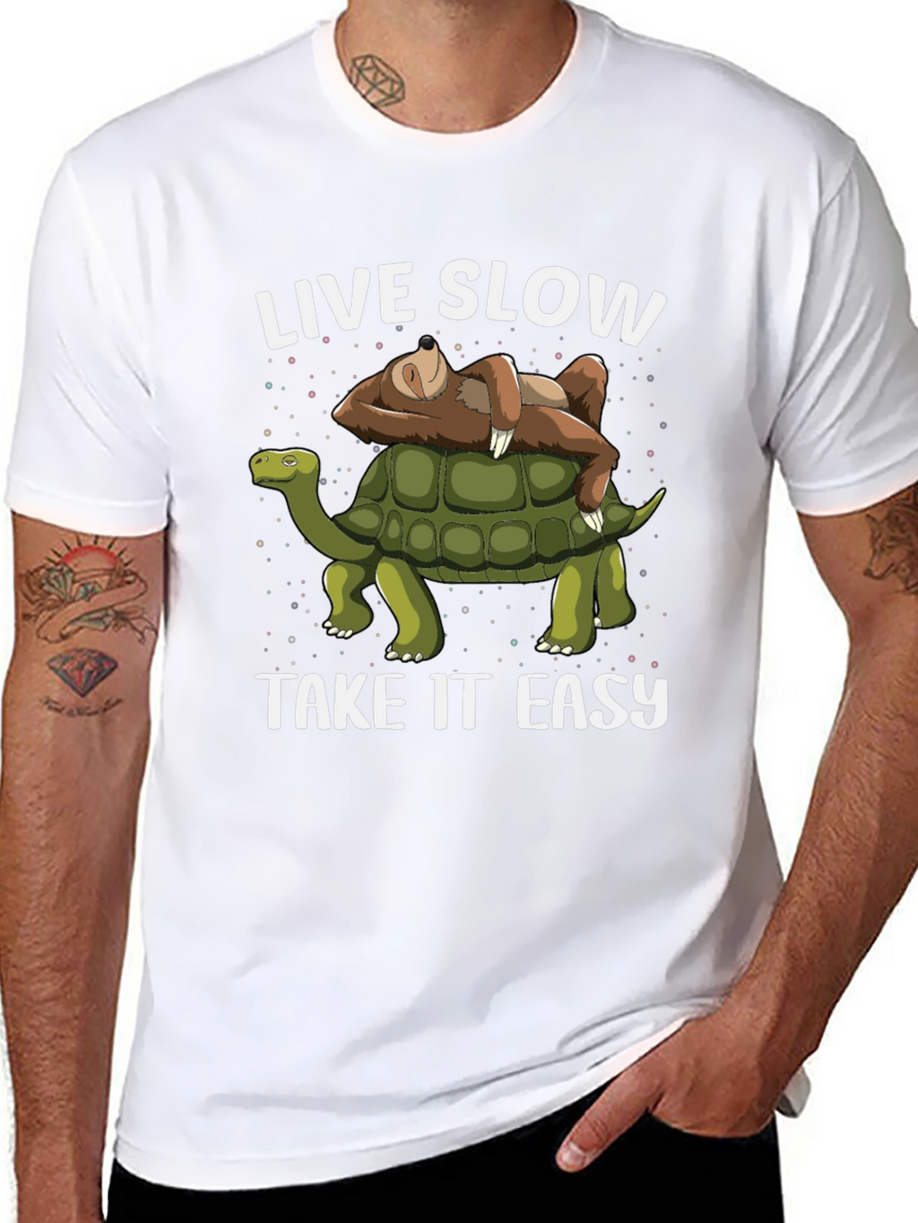 Live Slow Take It Easy Sloth Riding Turtle T-Shirt