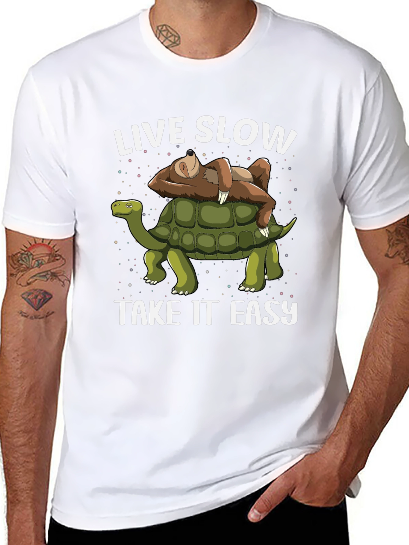 Live Slow Take It Easy Sloth Riding Turtle T-Shirt