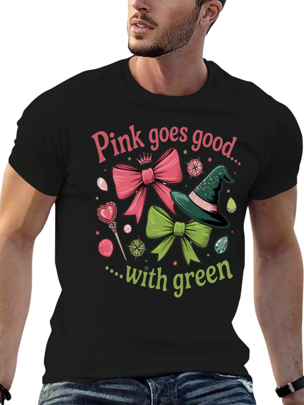 Pink & Green Graphic T-Shirt