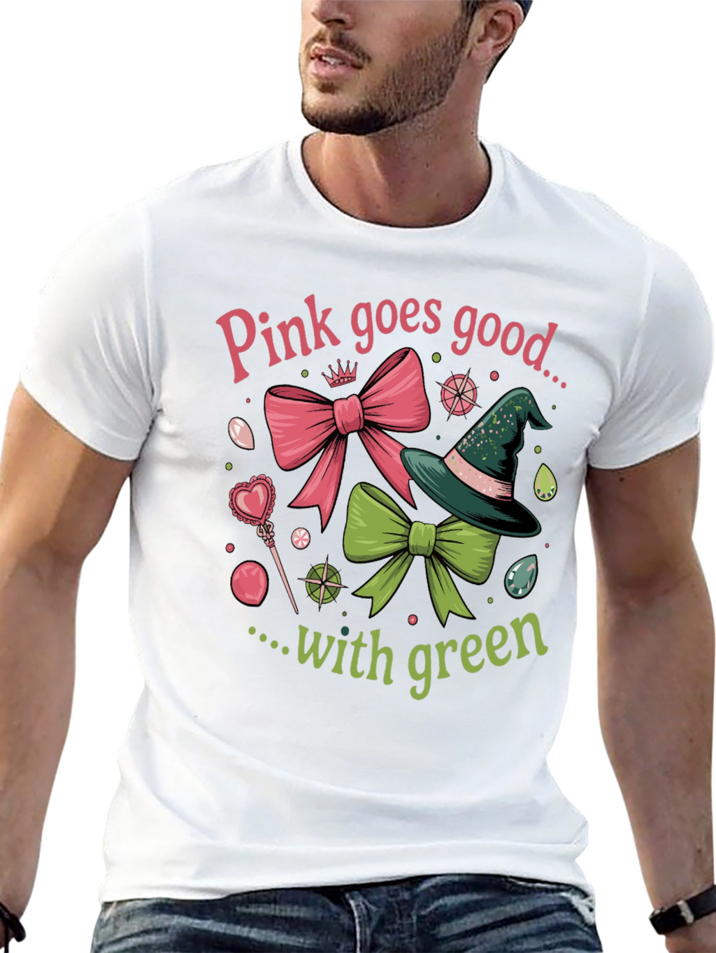 Pink & Green Graphic T-Shirt