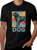 Dog Graphic Tee - Black Cotton Casual Shirt