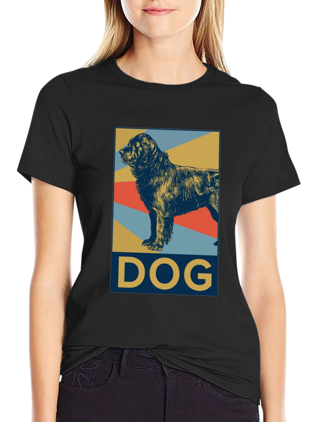Dog Graphic Tee - Black Cotton Casual Shirt