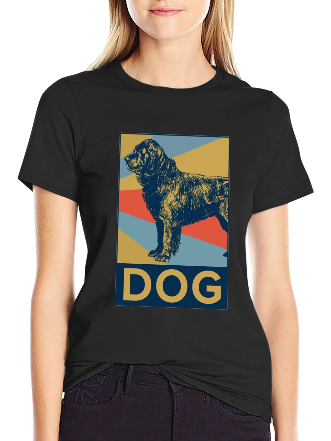 Dog Graphic Tee - Black Cotton Casual Shirt