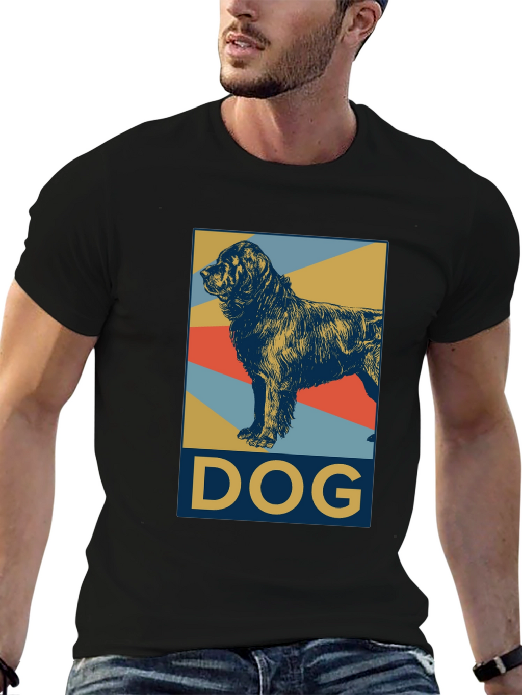 Dog Graphic Tee - Black Cotton Casual Shirt