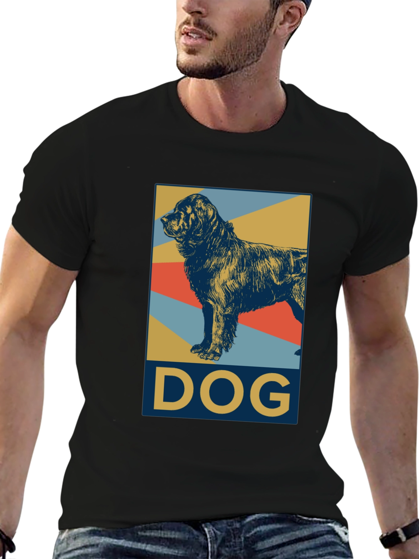Dog Graphic Tee - Black Cotton Casual Shirt