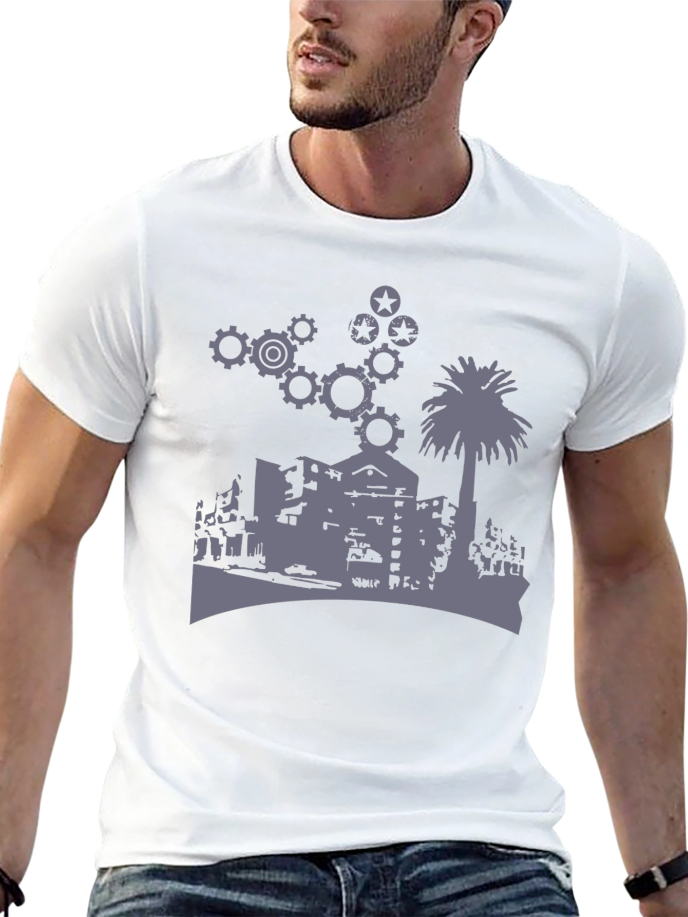 Urban Gears Graphic T-Shirt - Cool Cityscape Design