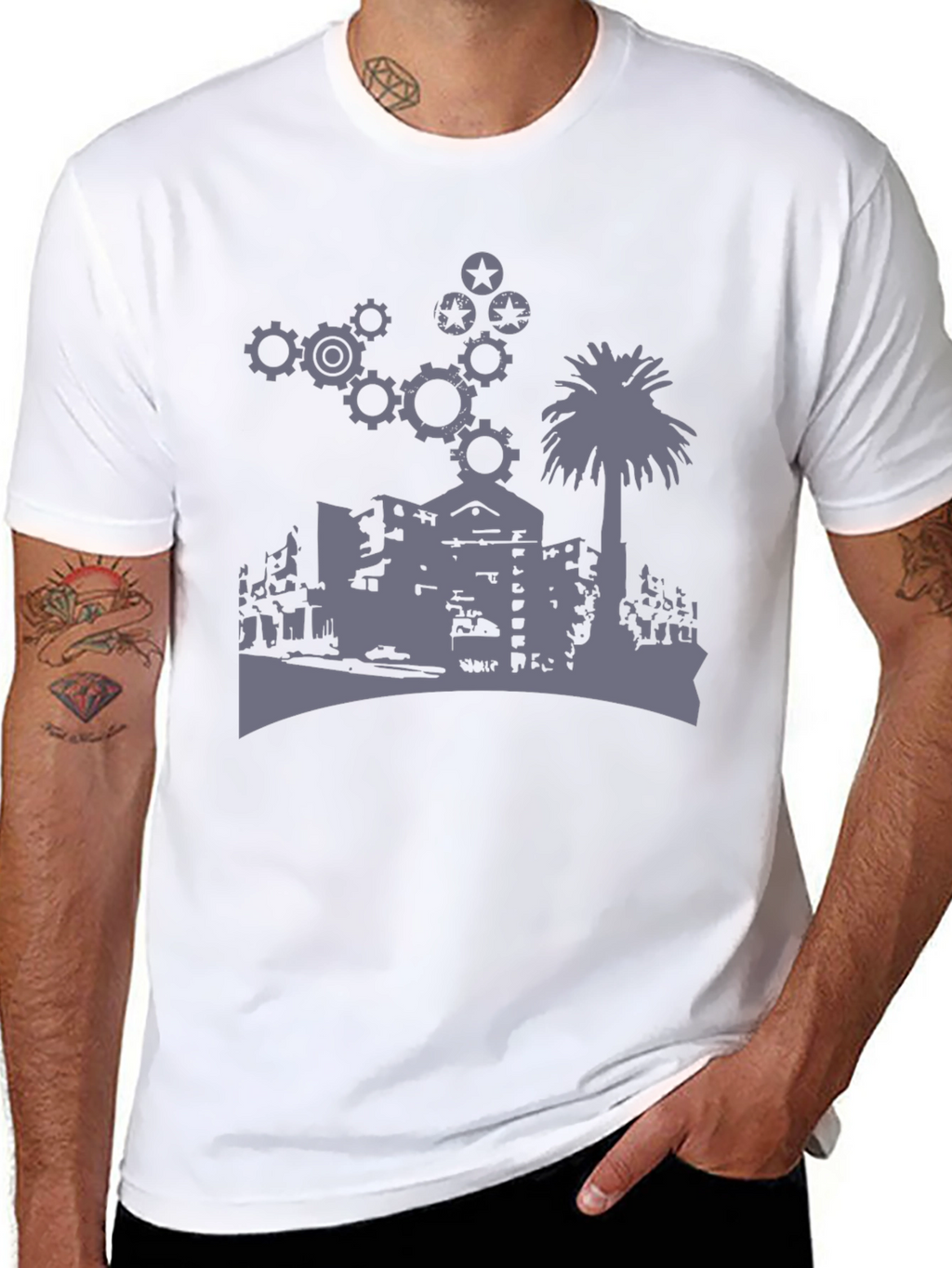 Urban Gears Graphic T-Shirt - Cool Cityscape Design