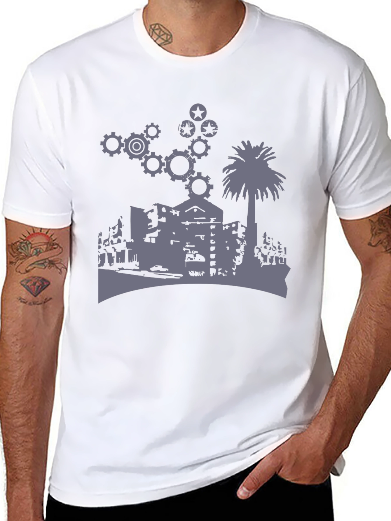 Urban Gears Graphic T-Shirt - Cool Cityscape Design