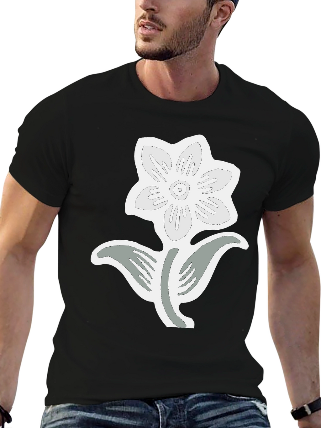 Black Flower Graphic Tee