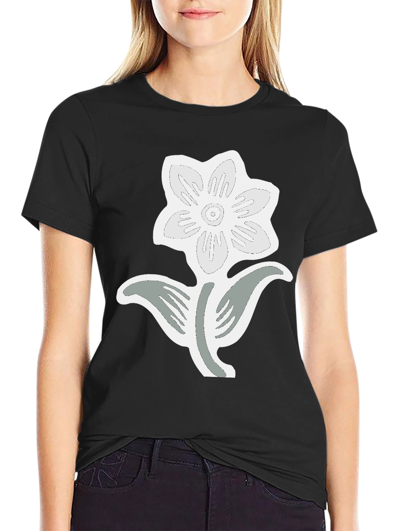 Black Flower Graphic Tee