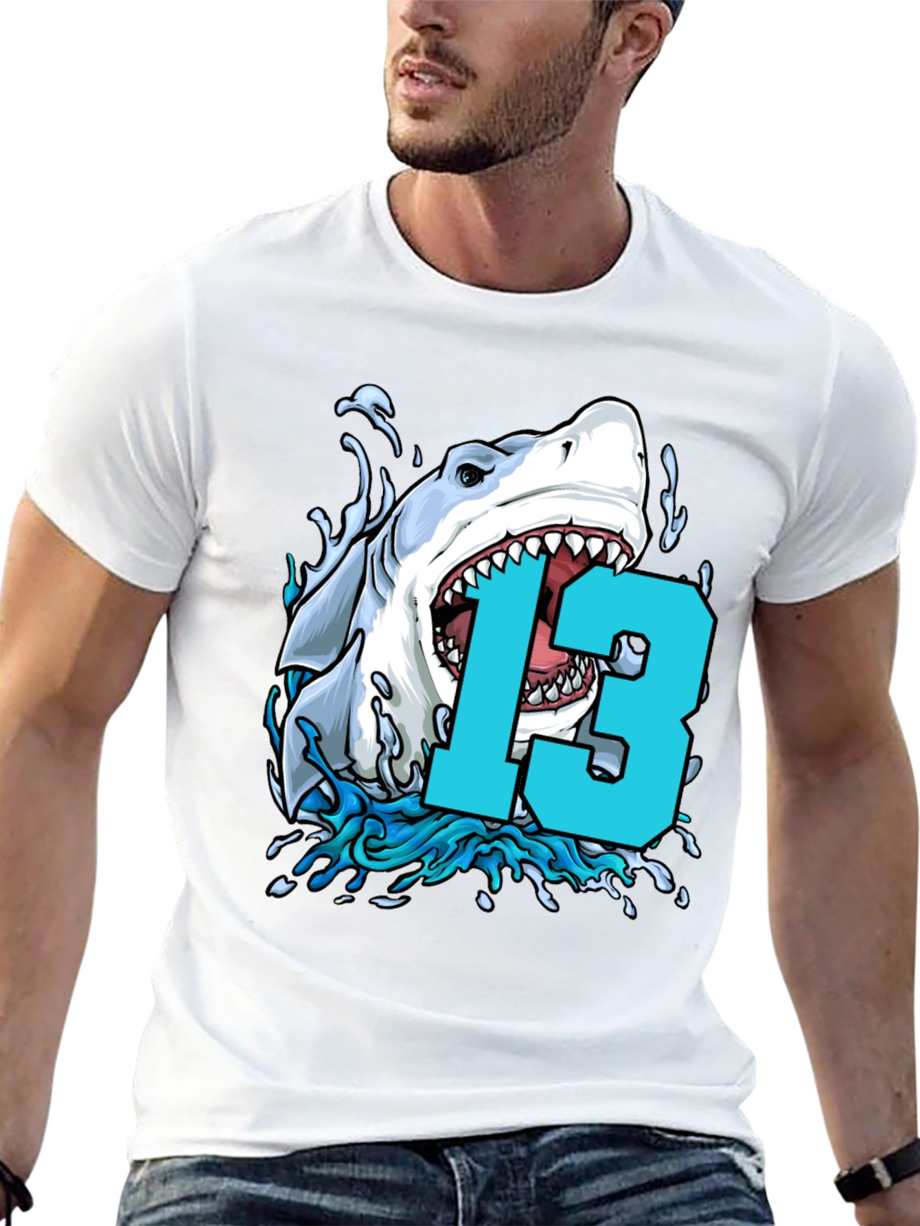Shark 13th Birthday T-Shirt - Boys Thirteen Party Tee