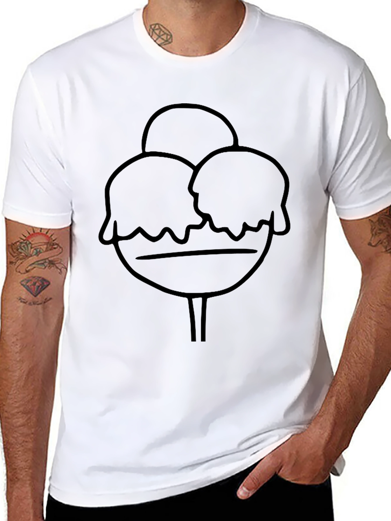 Ice Cream Graphic Tee - Casual Black T-Shirt