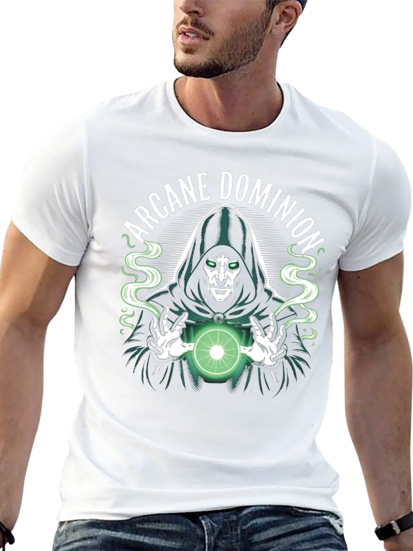 Arcane Dominion Graphic Tee - Black Wizard Design