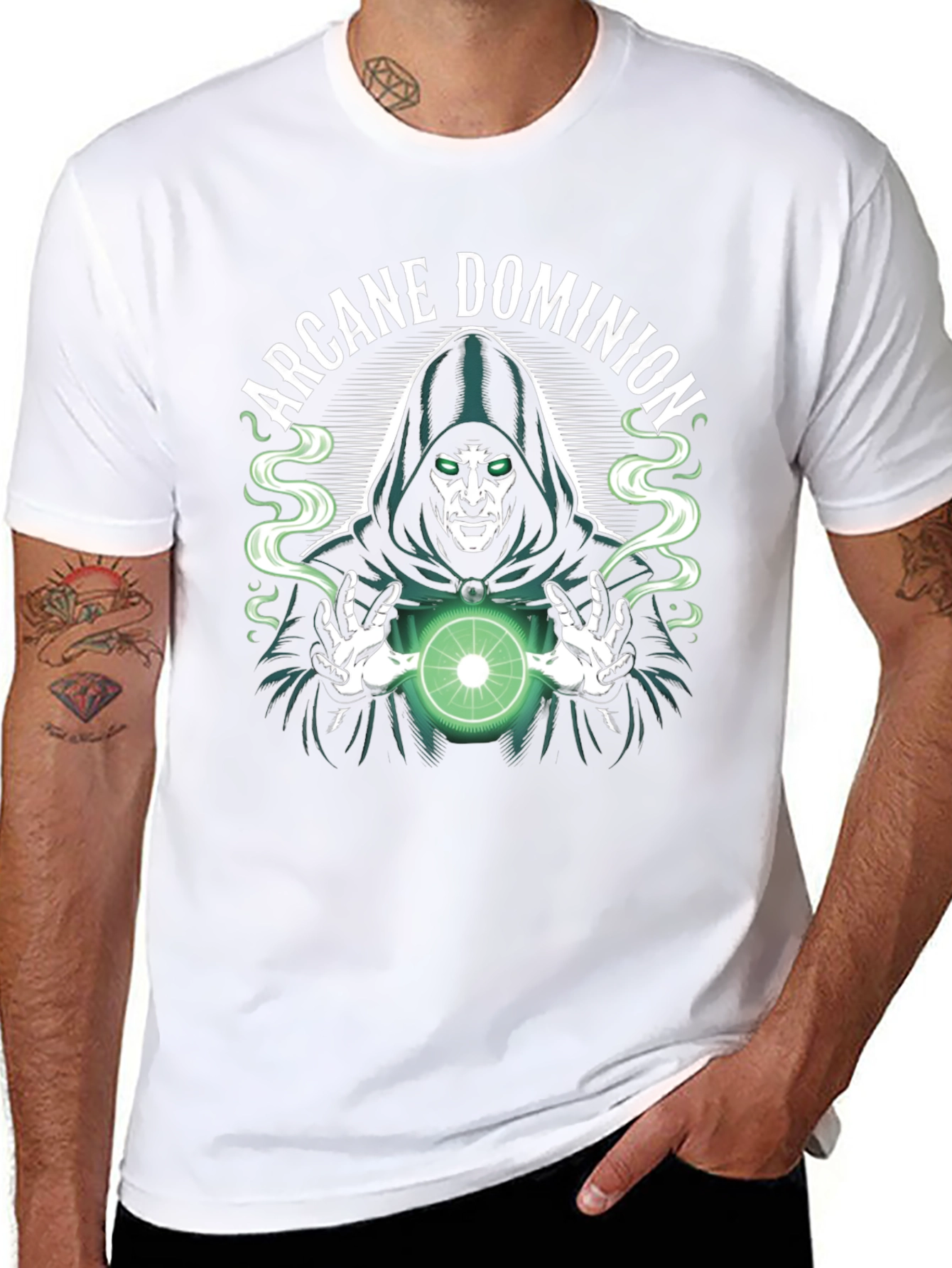 Arcane Dominion Graphic Tee - Black Wizard Design