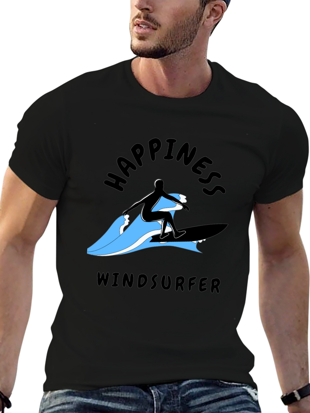 Happiness Windsurfer T-Shirt - Black