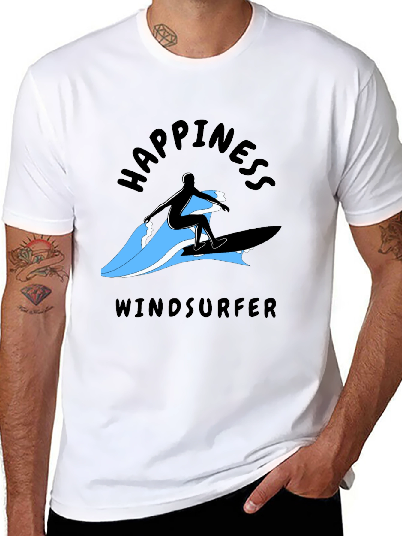 Happiness Windsurfer T-Shirt - Black