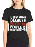 Cross Stitch Punching People Funny T-Shirt