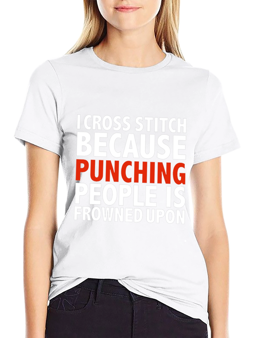 Cross Stitch Punching People Funny T-Shirt