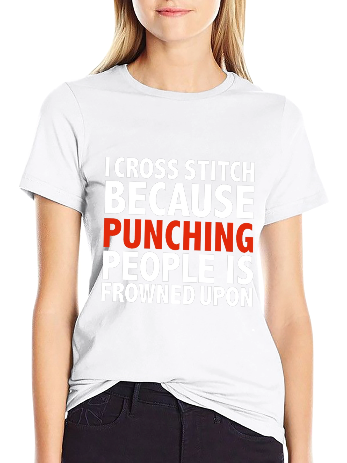 Cross Stitch Punching People Funny T-Shirt