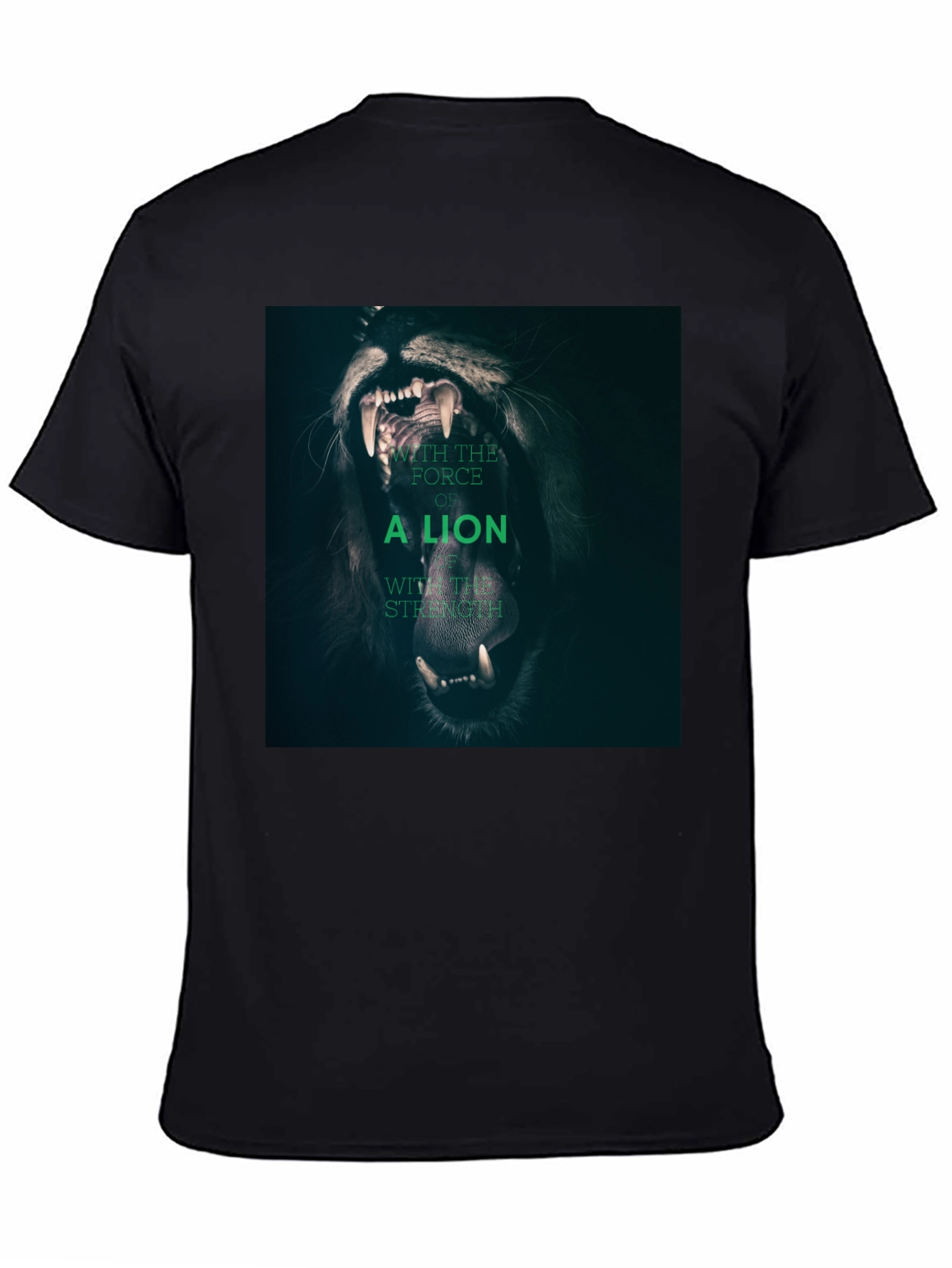 Lion Strength Graphic Tee - Black Cotton T-Shirt