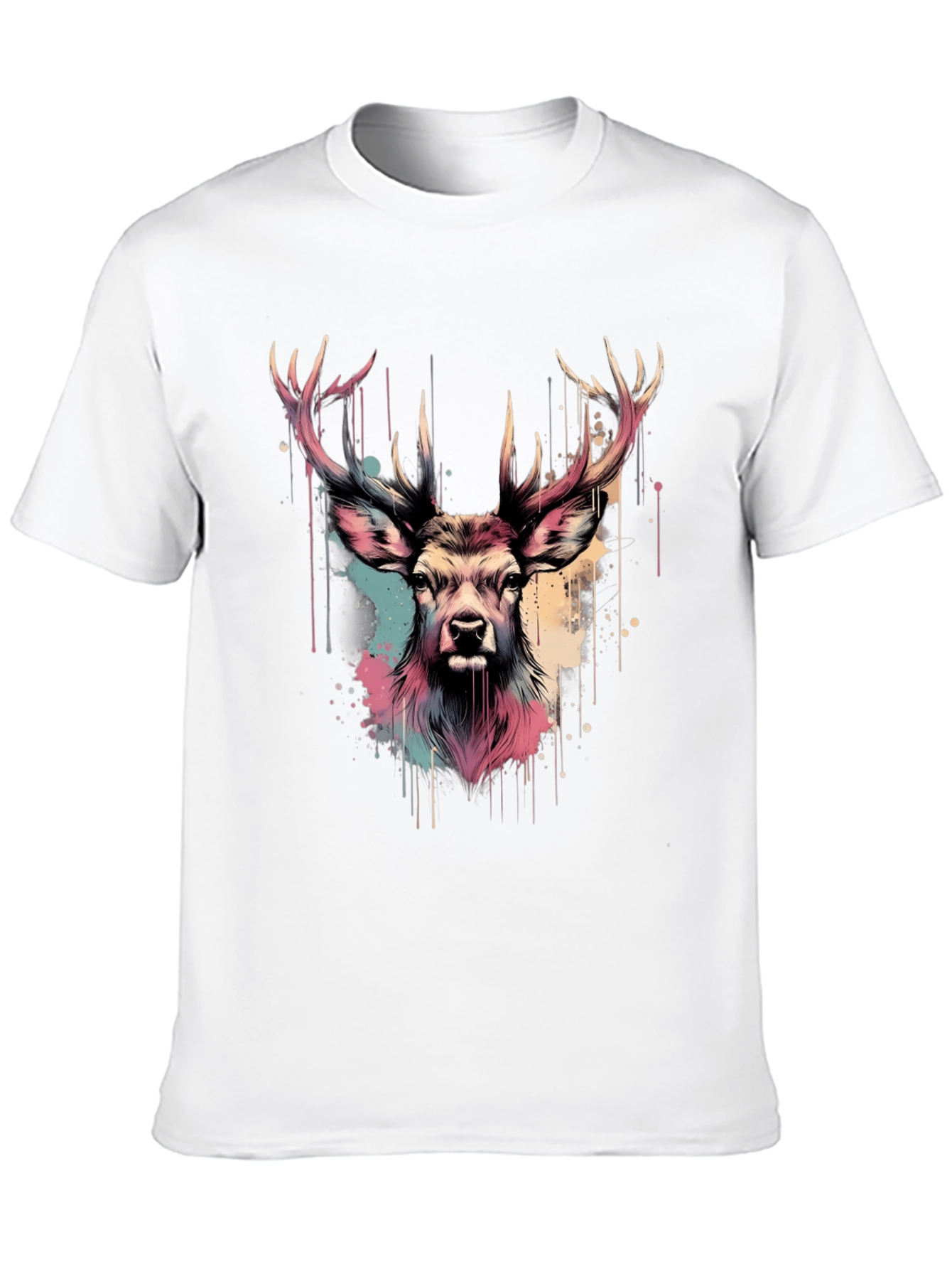Deer Head Graphic Print Black T-Shirt
