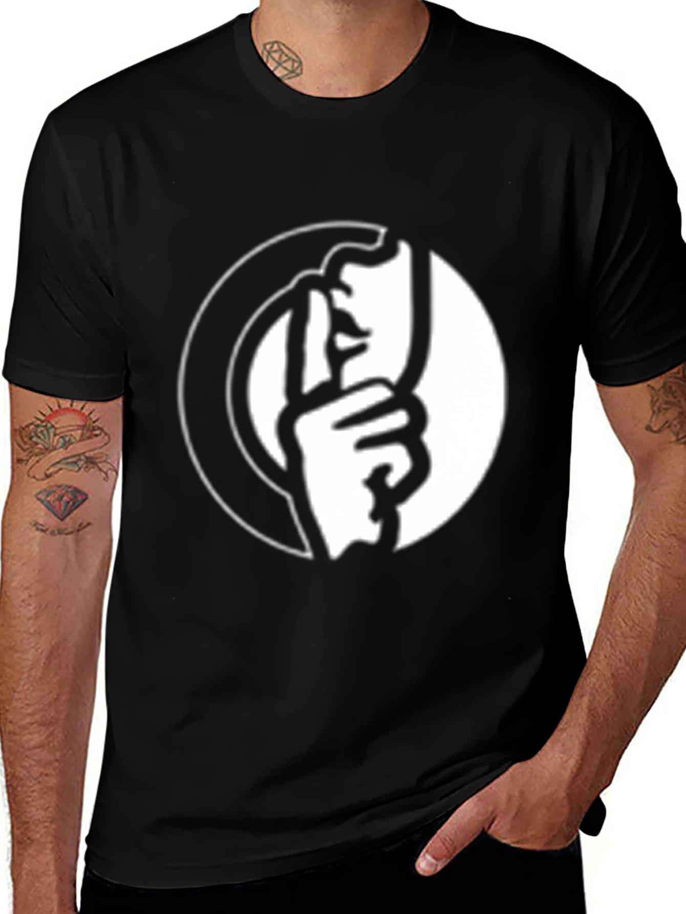 Shhh! Graphic Tee - Black Cotton Blend T-Shirt