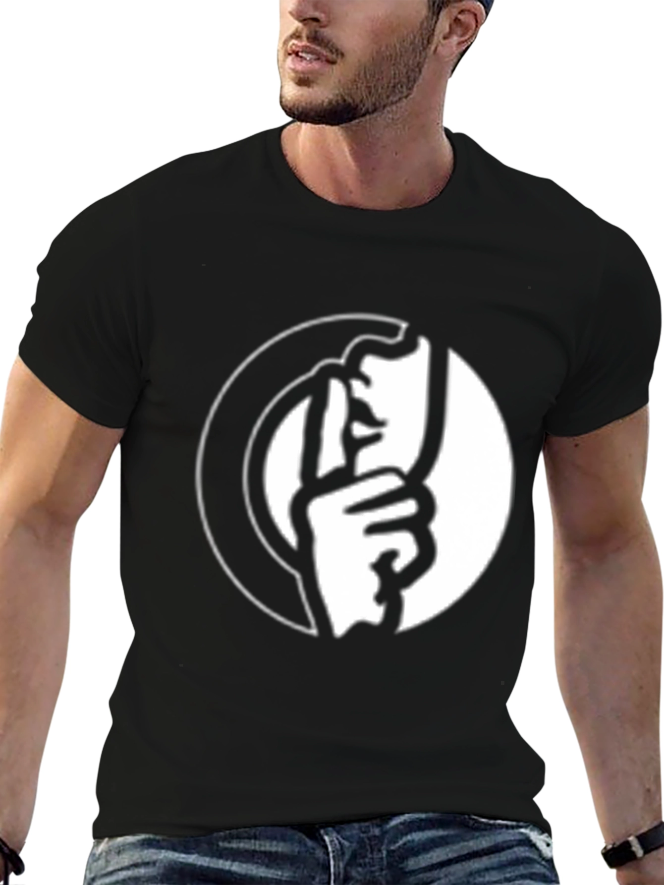 Shhh! Graphic Tee - Black Cotton Blend T-Shirt