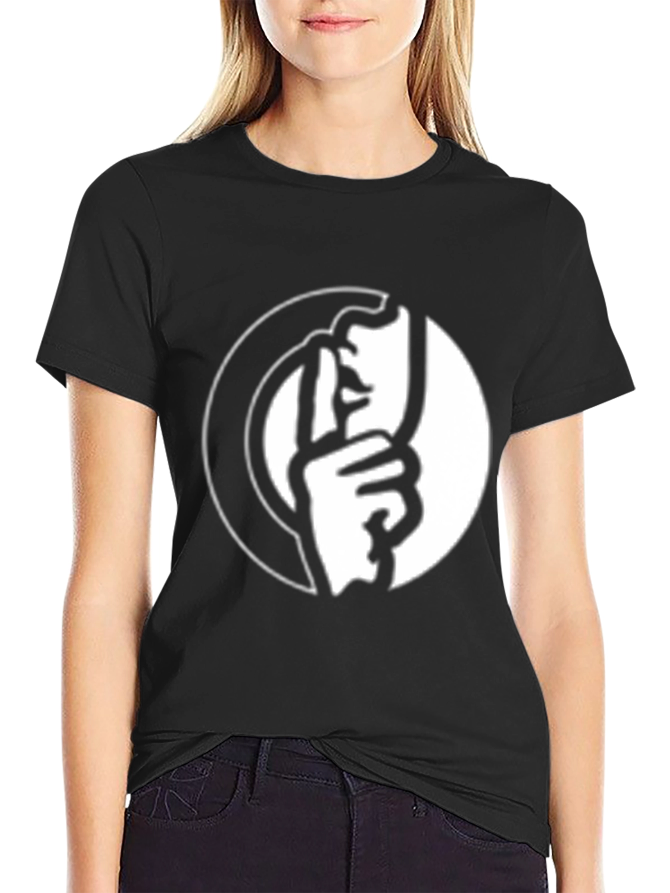 Shhh! Graphic Tee - Black Cotton Blend T-Shirt
