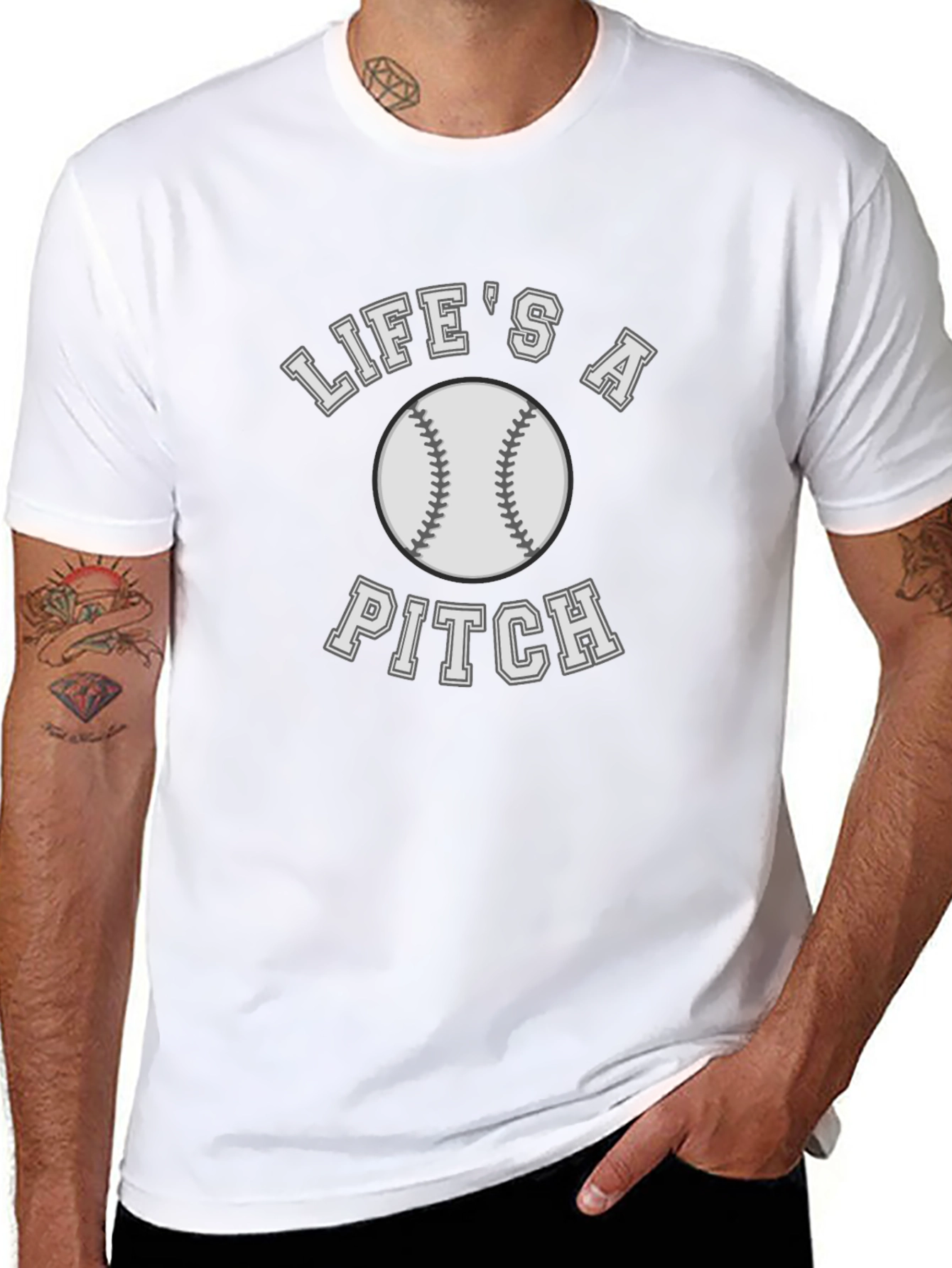Lifes a Pitch Baseball T-Shirt - Black Cotton Tee
