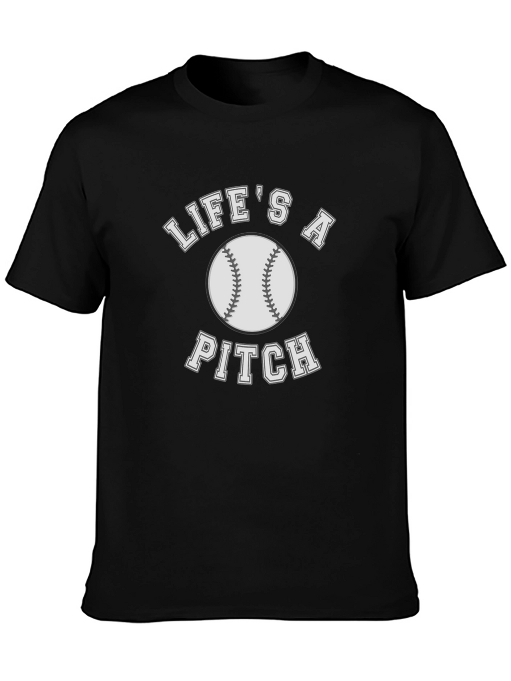 Lifes a Pitch Baseball T-Shirt - Black Cotton Tee