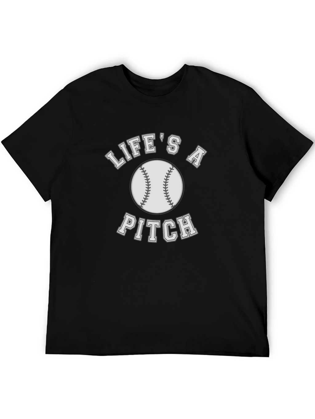 Lifes a Pitch Baseball T-Shirt - Black Cotton Tee