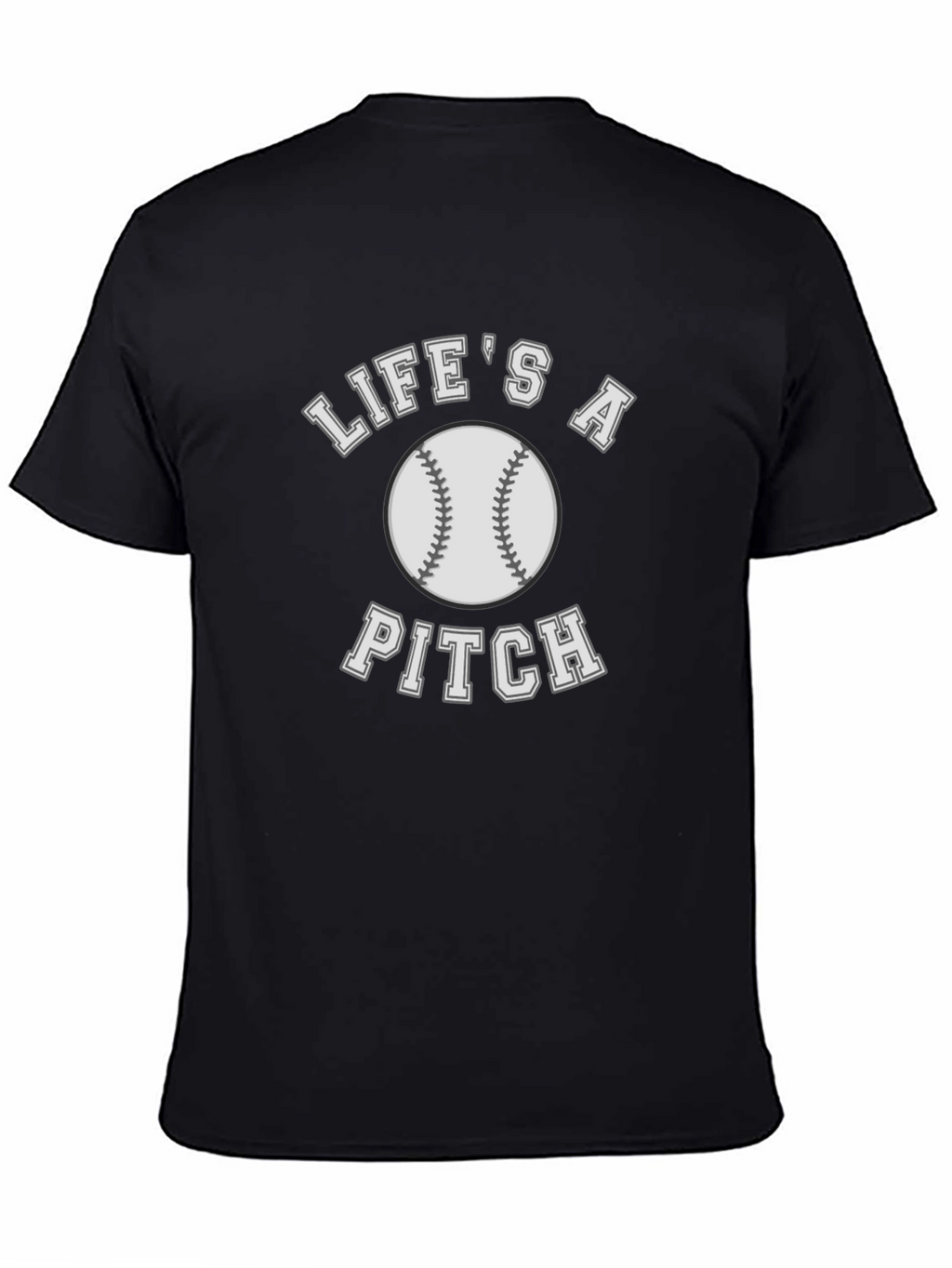 Lifes a Pitch Baseball T-Shirt - Black Cotton Tee