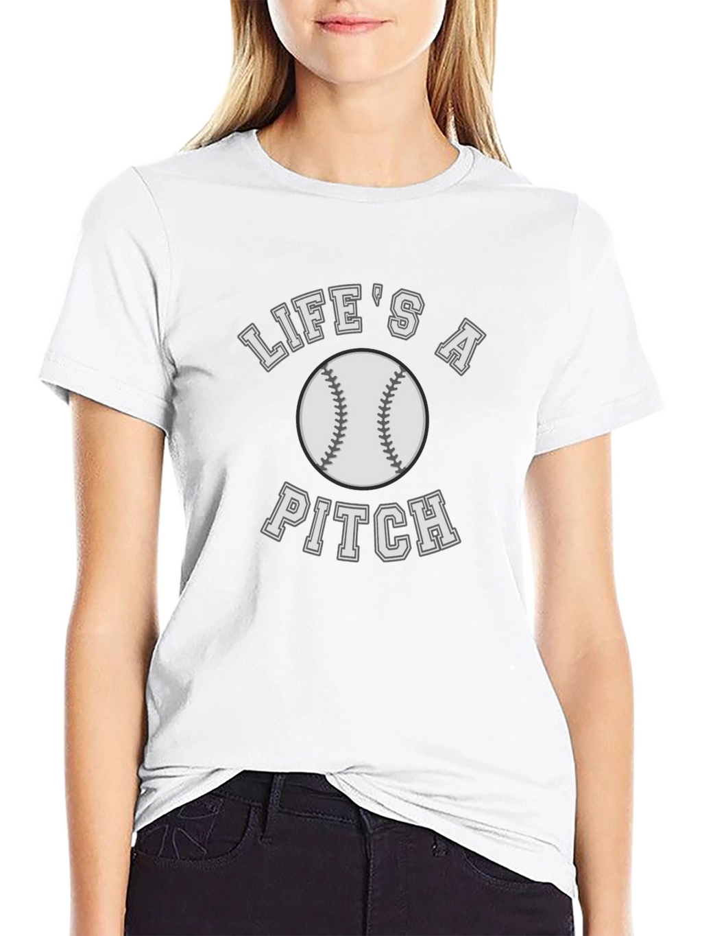 Lifes a Pitch Baseball T-Shirt - Black Cotton Tee