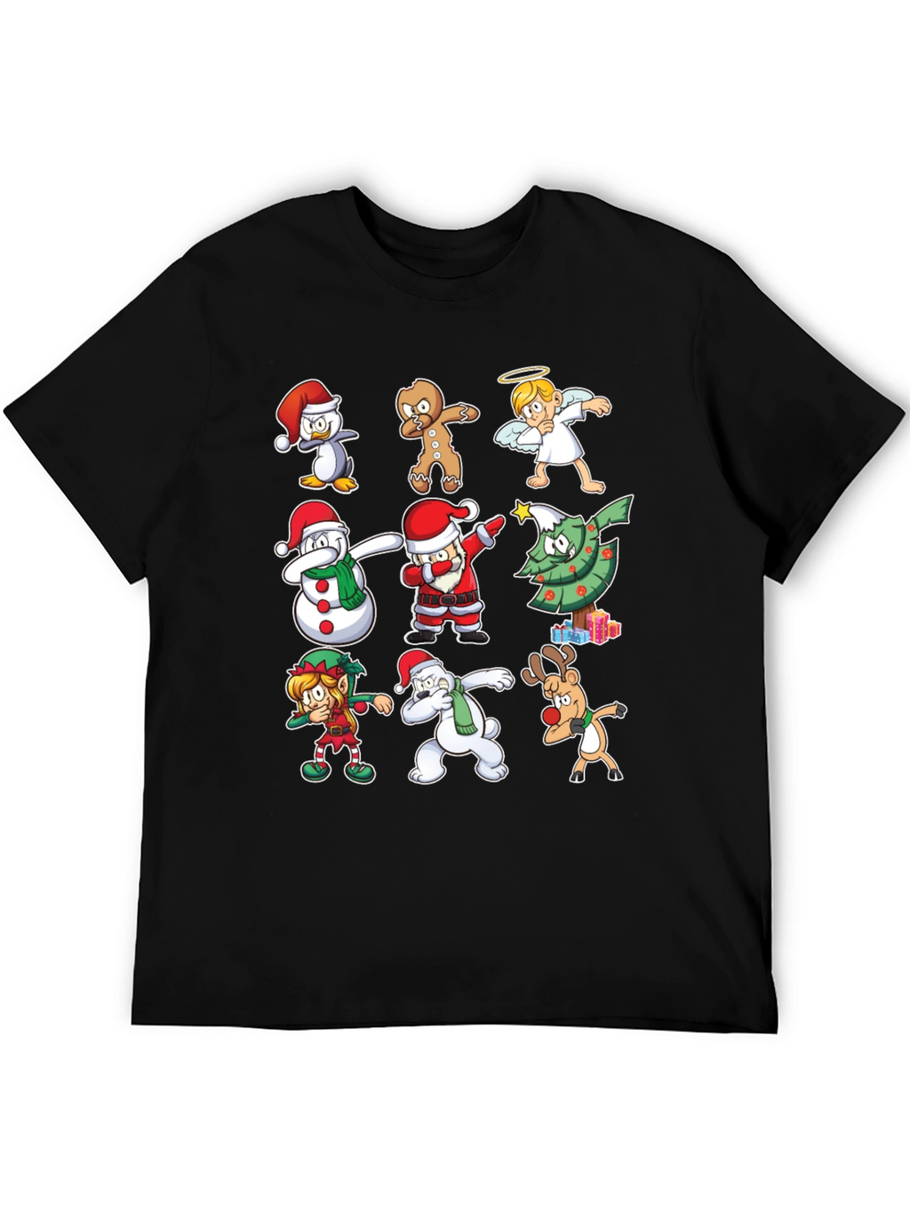 Christmas Dab Characters Black T-Shirt